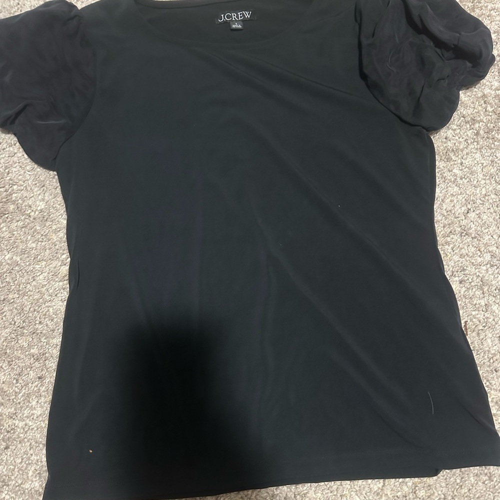 J. Crew Women's Black Puff Sleeve Top